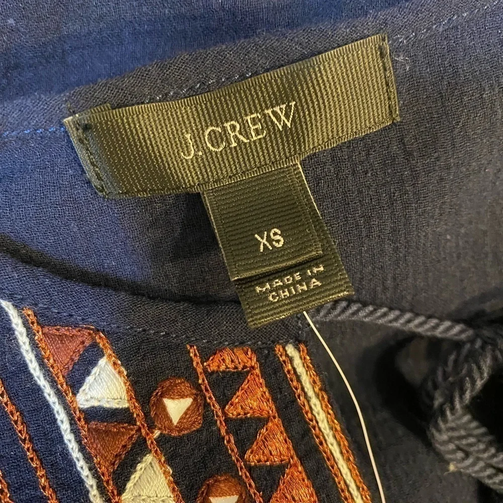 NEW J. Crew Blouse Tank Aztec XS Cotton Blouse Top Navy Southwest Vibe